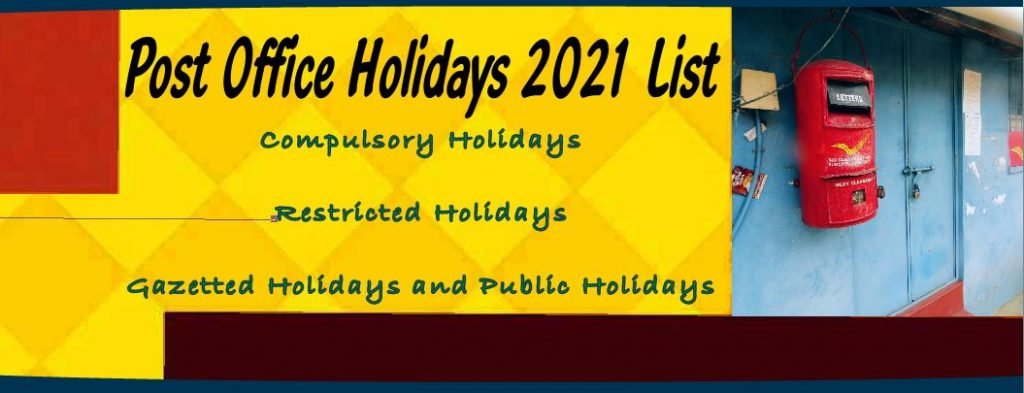 Indian Post Office Holiday List 2021 pdf | Postal Holidays 2021 India